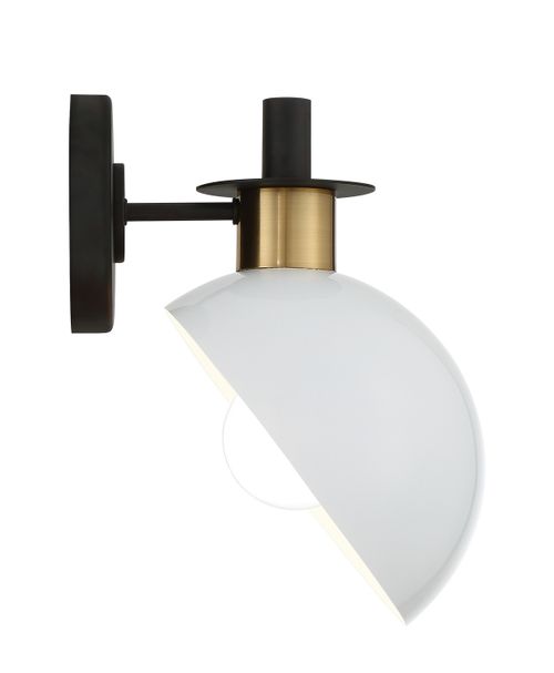 Gigi 1-Light Wall Mount in Black with Aged Bra