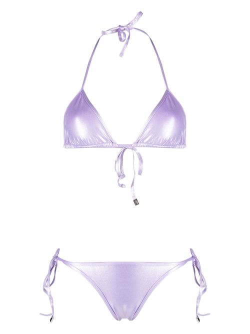 High-shine triangle bikini set - Purple