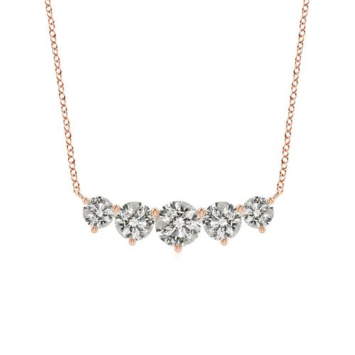 Angara 1.0 Carat Graduated Five Stone Round Diamond Necklace in 14K Rose Gold