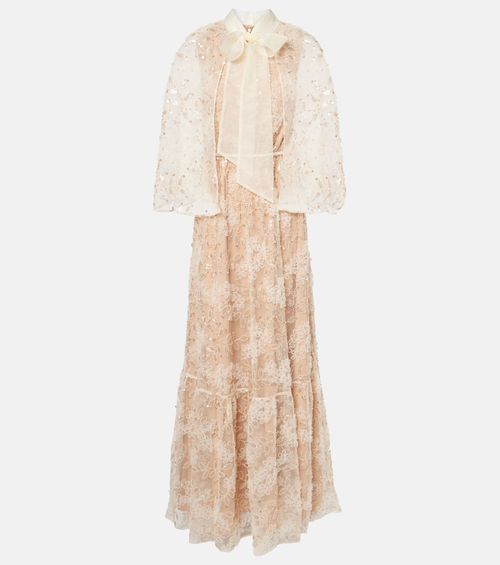 Self-Portrait Embroidered caped gown