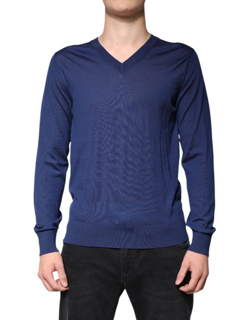 Cashmere V-Neck Sweater — Navy