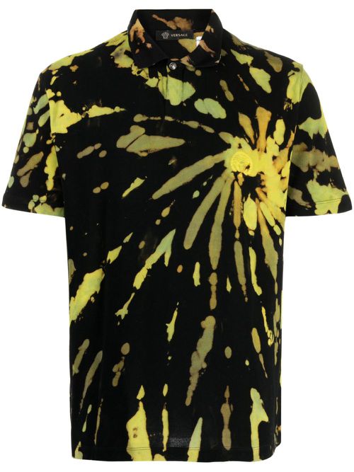 Medusa Head tie-dye polo shirt - Black