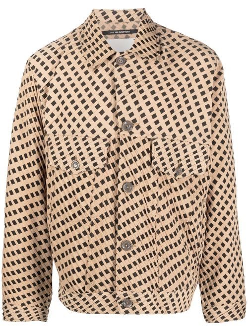 Geometric-print shirt-jacket - Neutrals