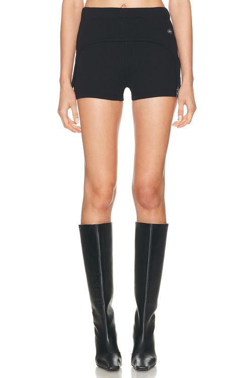 Jean Paul Gaultier Lingerie Garter Ribbed Mini Short in Black - Black. L also in