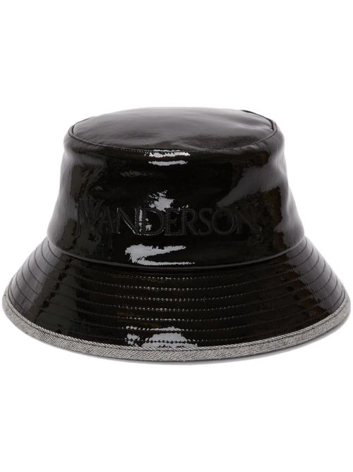 Coated-finish denim bucket hat - Black