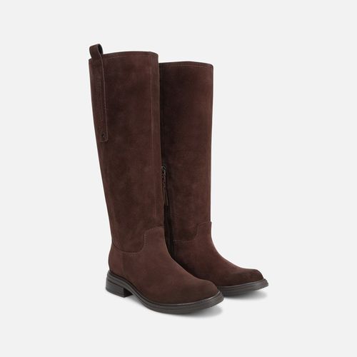 Ontime Knee High Boots, Chocolate Brown Suede Leather