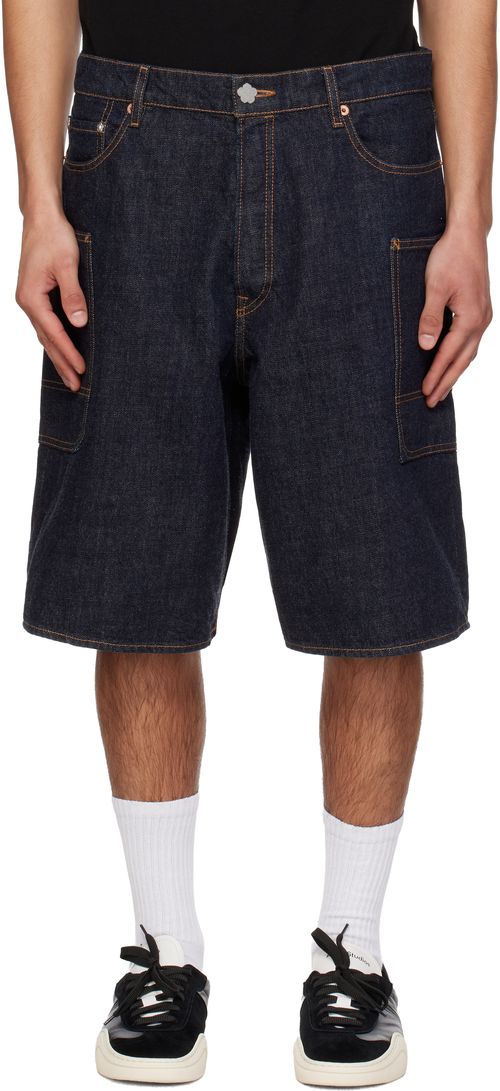 Navy Paris Cargo Monkey Fit Denim Shorts