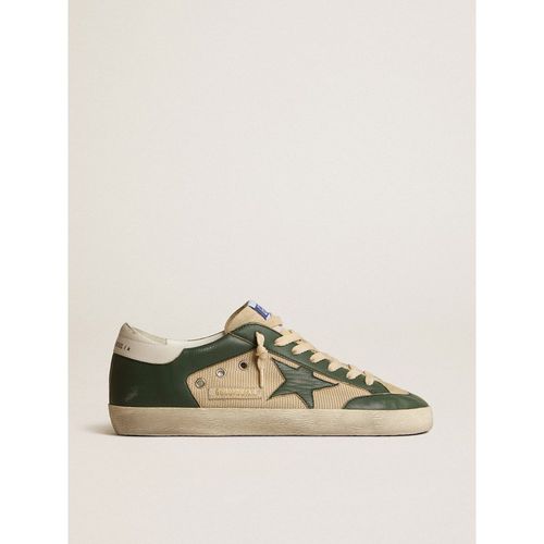 Golden Goose - Men's Super-star In Cream Mesh And Green Nappa With Nappa Star, Man