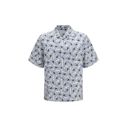 Floral-Print Cotton Shirt — Blue