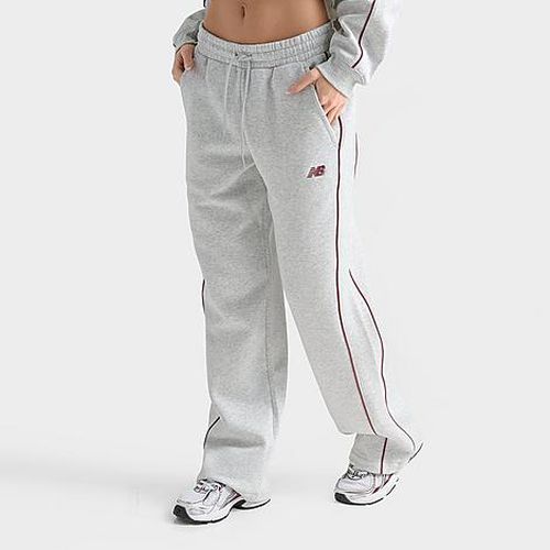 Women's Piped Wide-Leg Jogger Pants in Ash Heather/Burgundy 