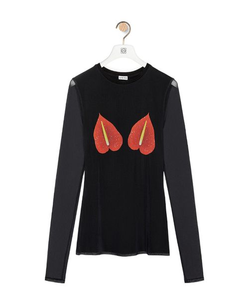 Anthurium top in semi sheer mesh