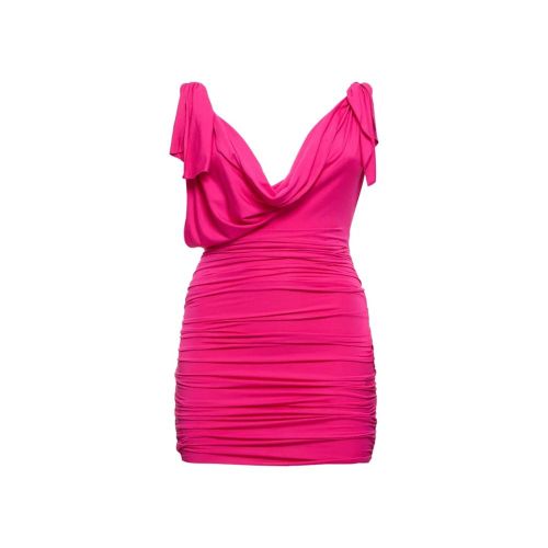 Ruched Viscose Dress — Pink