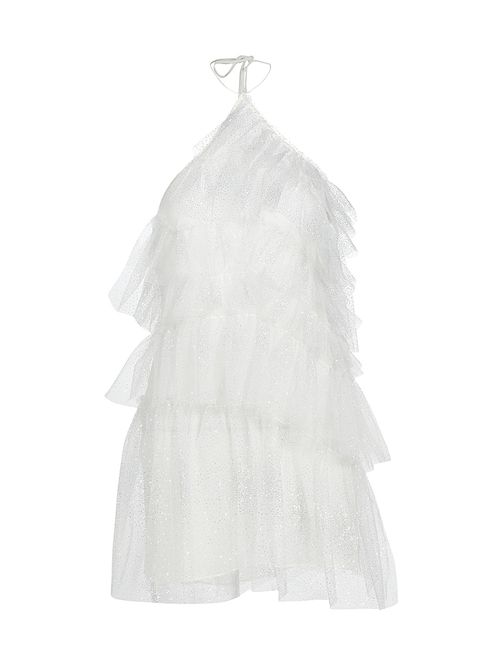 Women's Sparkle Lou Tulle Halter Minidress - Sparkle Blanc