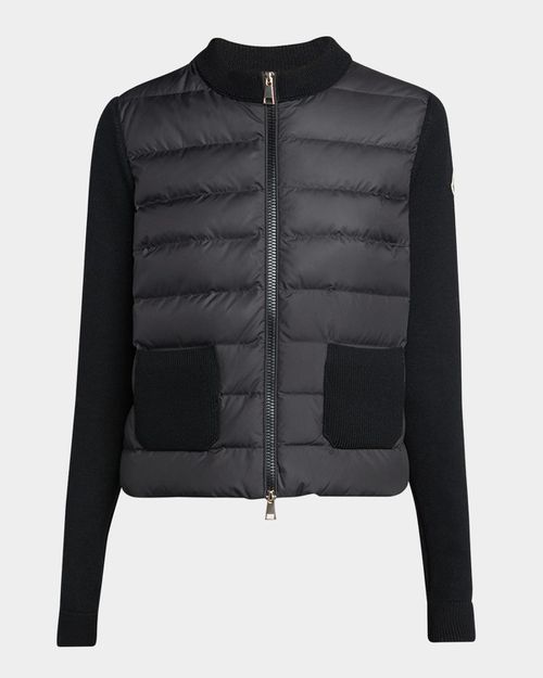 Padded Wool Zip-Up Cardigan