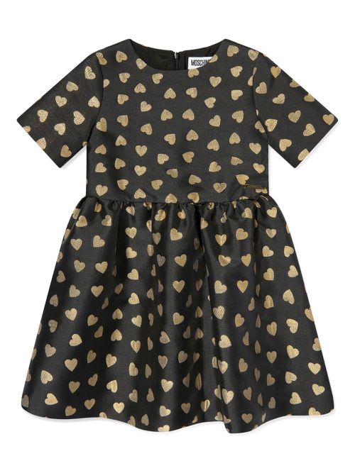 Heart-jacquard dress - Black