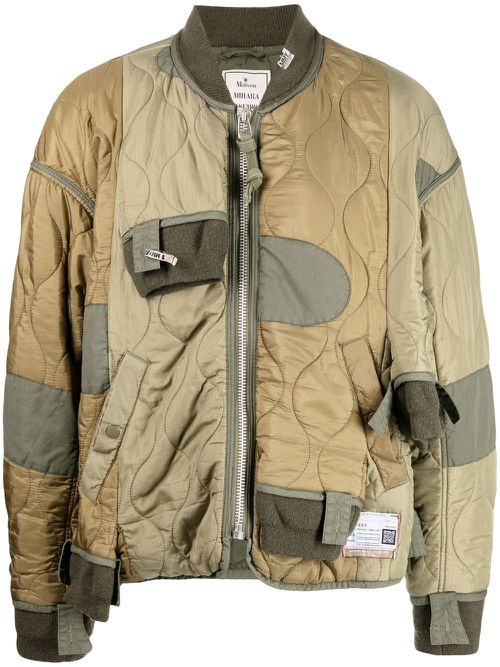 Patchwork quilted bomber jacket - Green