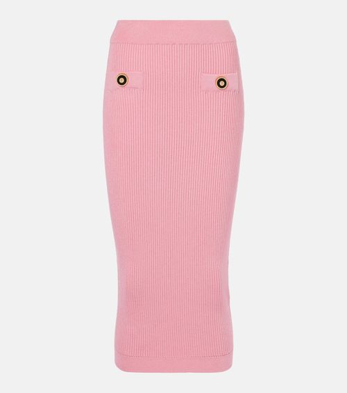 Ribbed-knit midi skirt