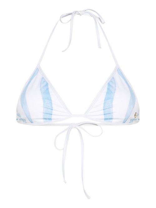 Wave-print bikini top - White