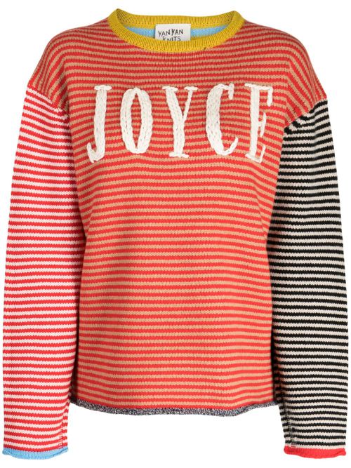 Stripe-pattern drop-shoulder jumper - Red
