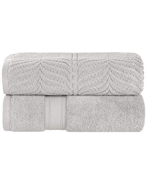 Superior Set of 2 Zero Twist Cotton Elegant Chevron Soft Absorbent Assorted Bath Sheets