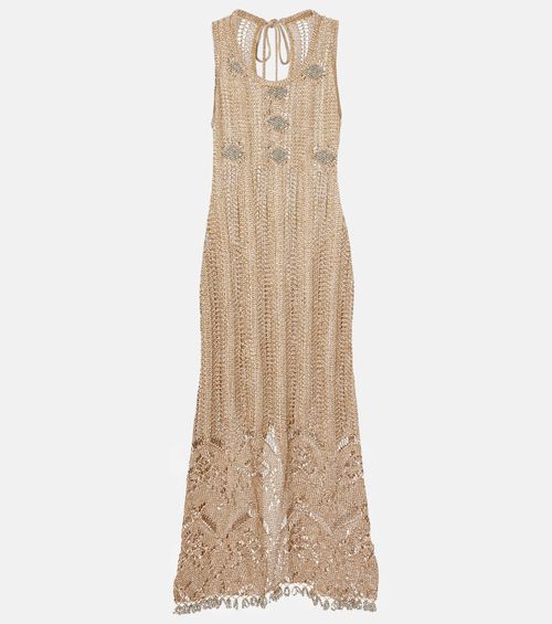 Crochet embellished midi dress