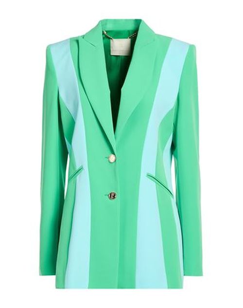 Woman Blazer Green Size 6 Polyester, Elastane