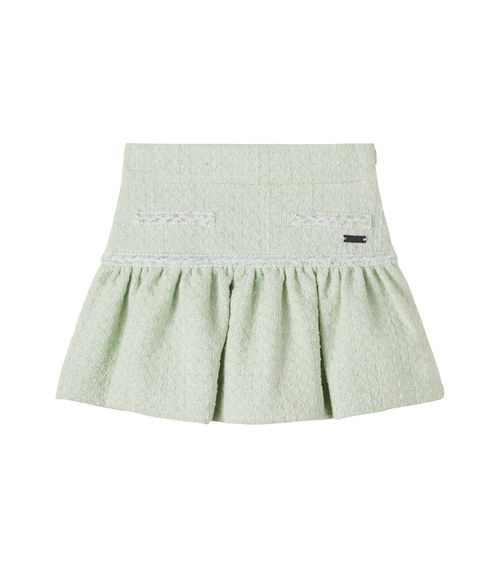 Cotton-blend lamé tweed skirt