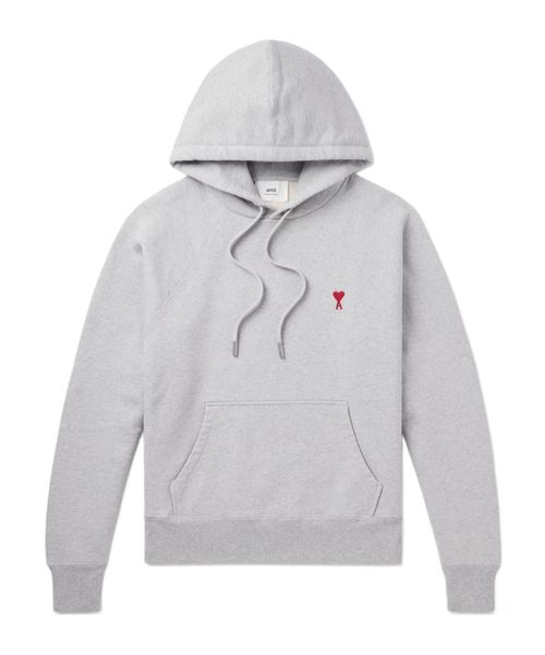 AMI Paris Logo Embroidered Drawstring Hoodie