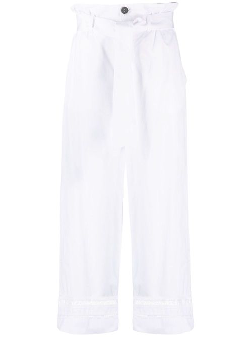Belted high-waisted trousers - White
