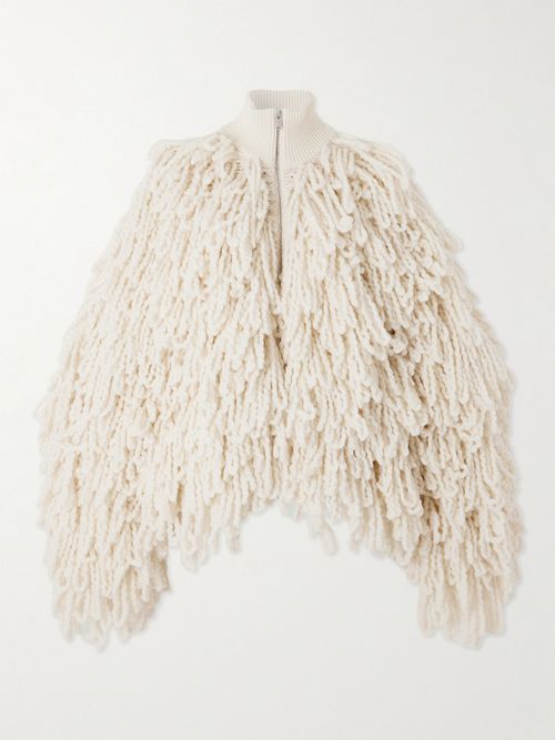 Fringed Wool-blend Jacket - Cream