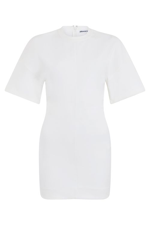 Cotton-Blend Shift Dress — White