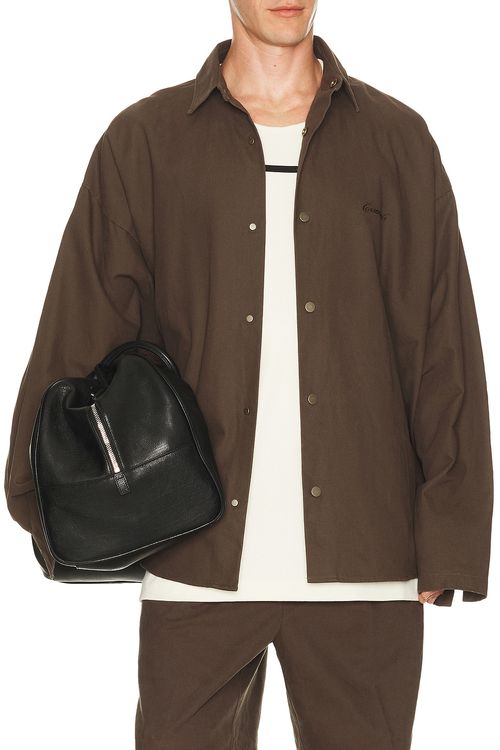 Fear of God ESSENTIALS Overshirt in Brown - Brown. M also in L, S, XL/1X, XS, XXL/2X