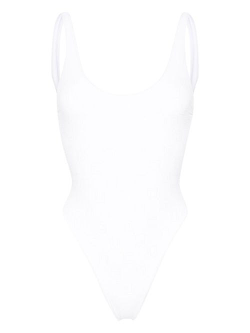 Rhinestone-embellished monogram swimsuit - White