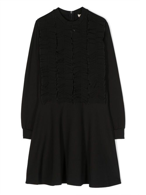 Georgette ruffle jersey dress - Black