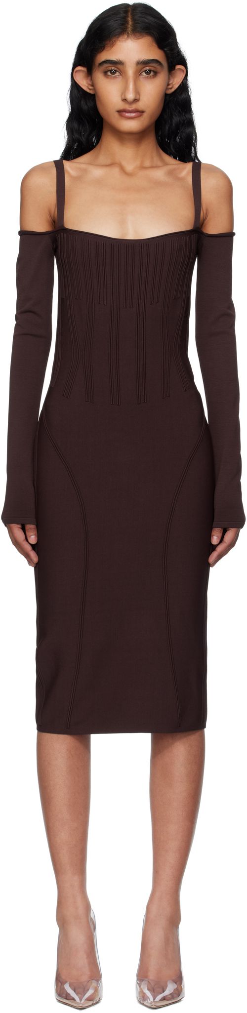 Burgundy Knit Midi Dress