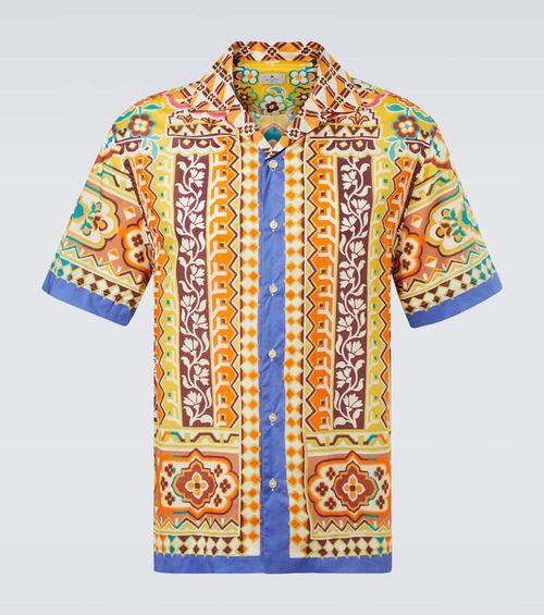 Printed cotton bowling shirt
