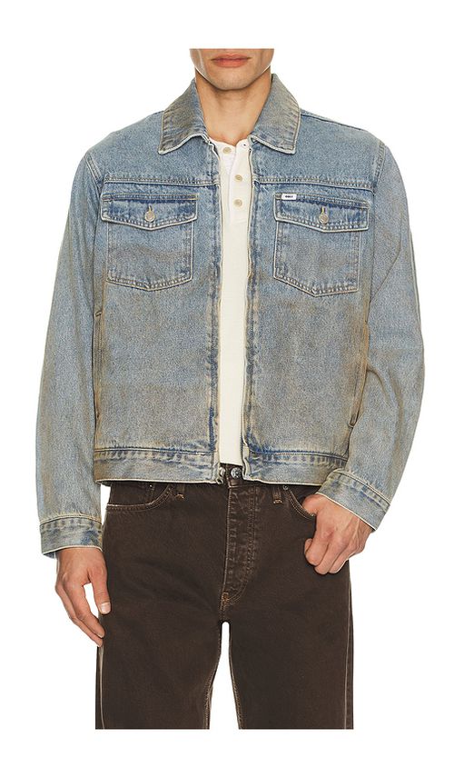 Obey Base Trucker Jacket in Heavy Vintage Light Indigo. L also in S, XL/1X
