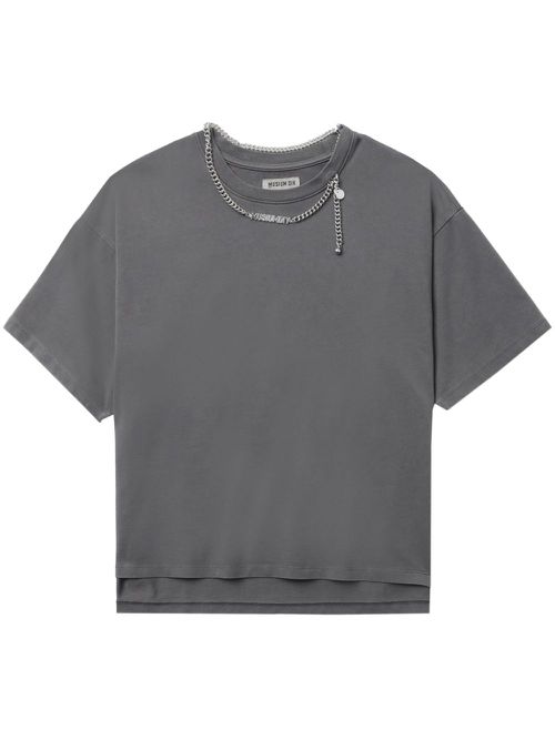 Chain-detail cotton T-shirt - Grey