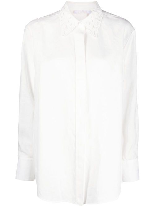 Broderie anglaise linen shirt - White
