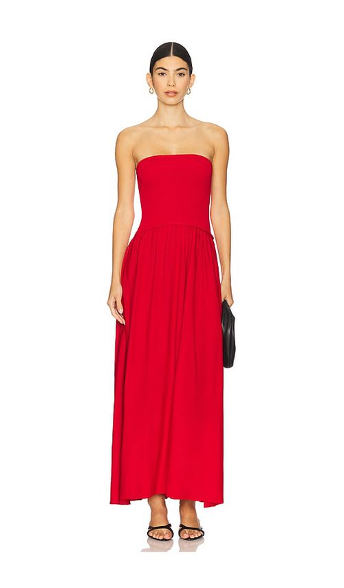 Solid & Striped The Strapless Soglio Dress in Red.  XS. Also in L, M
