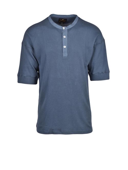 Blue Cotton Grandad Serafino T-Shirt
