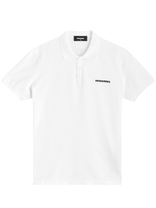 Dsquared2 Logo Print Piqué Polo Shirt in White - White