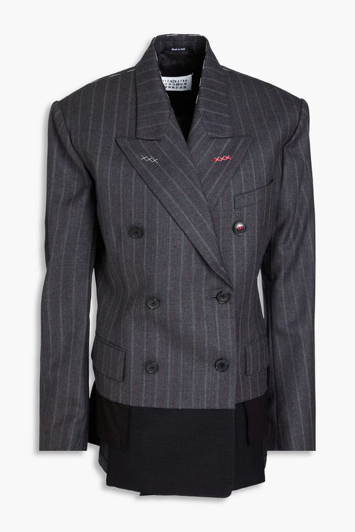 Double-breasted striped wool blazer - Gray - IT 40