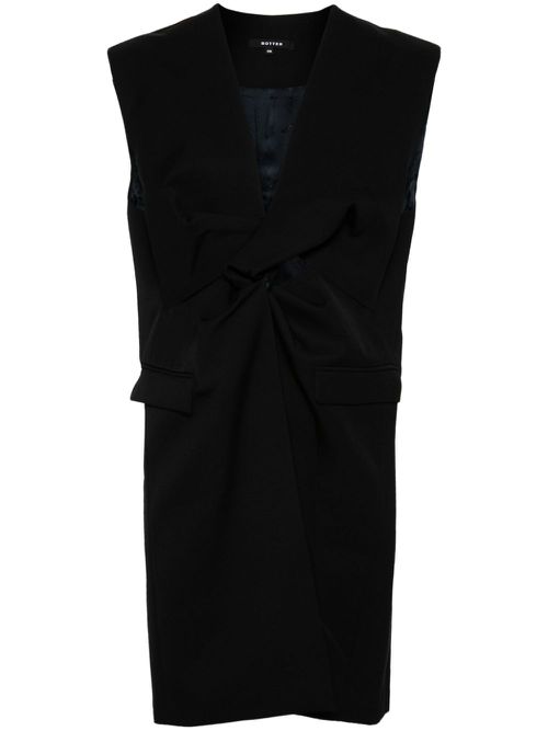Twist-detailed virgin wool vest - Black