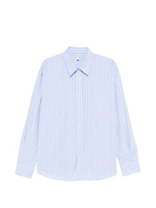 Men's Regular-Fit Poplin Shirt with Wide Placket, Chest Pocket & Mother-of-Pearl Buttons