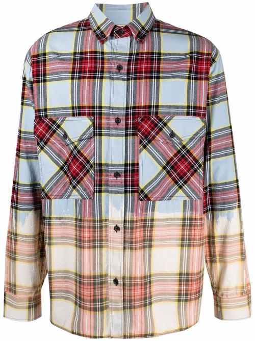 Dyed-effect check shirt - Red
