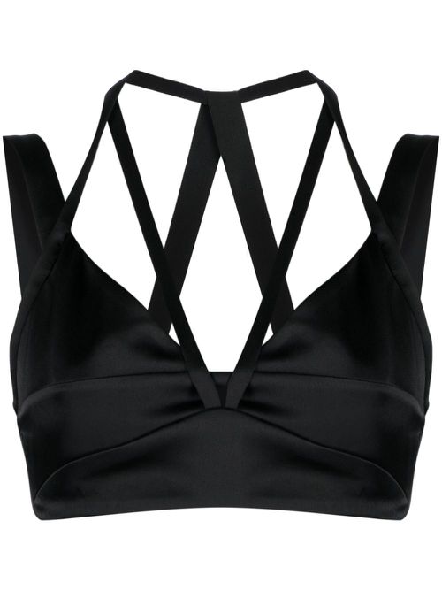 Strap-detail sleeveless cropped top - Black
