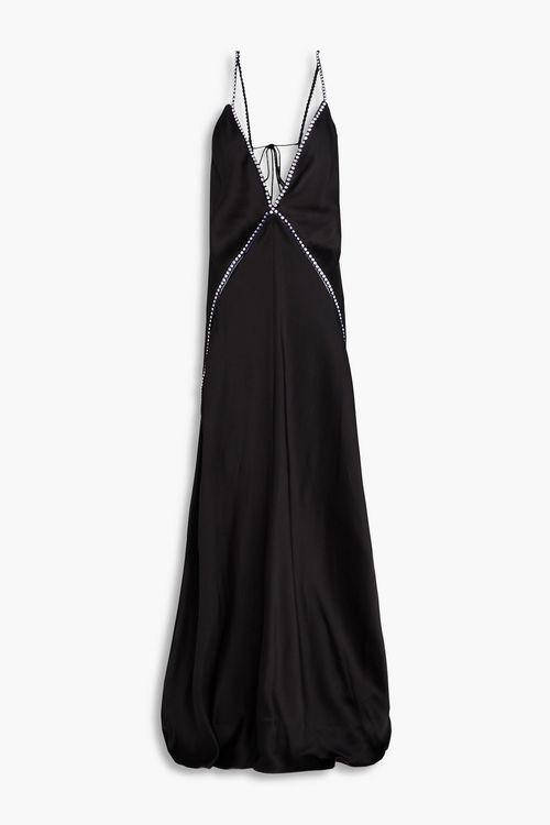 Crystal-embellished satin-crepe gown - Black - IT 48