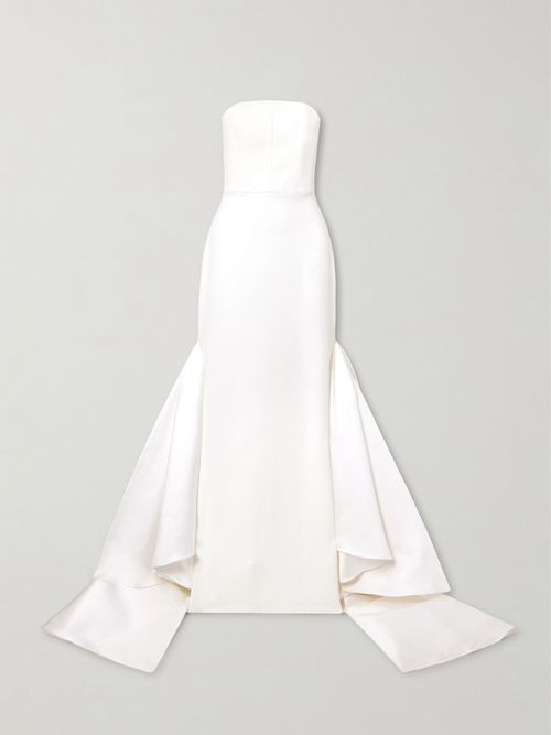 Jodi Strapless Crepe And Satin-twill Gown - Cream