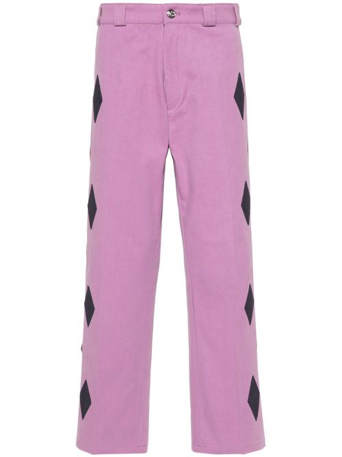 Bead-embellished straight trousers - Purple